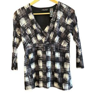 Y2K Axcess By Liz Claiborne Back White Plaid Print Babydoll Blouse Size Small